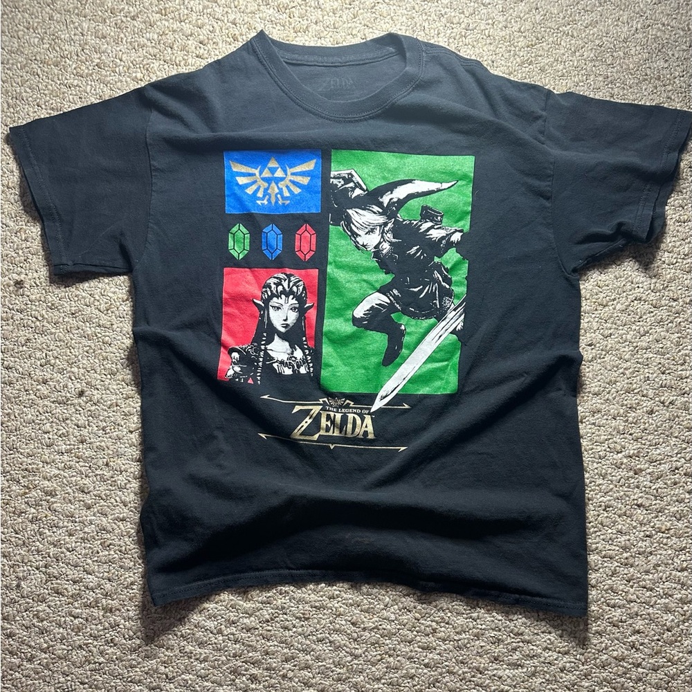 The Legend Of Zelda Geeknet Shirt Mens Medium L Short Sleeve Link Pullover Black